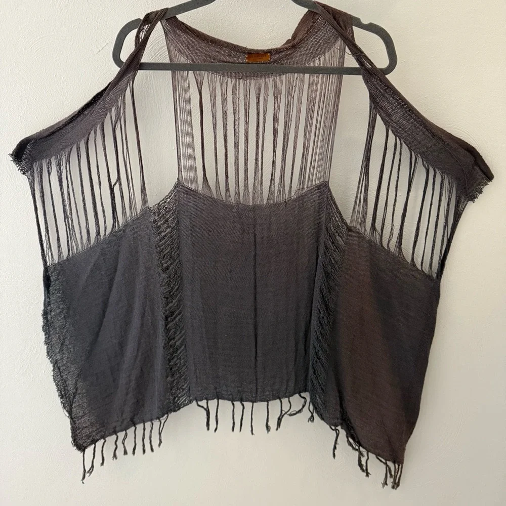 Caravana Tulum Plum Open Knit Gauze Boho Festival Desert Coachella Cardigan OS - Picture 3 of 11